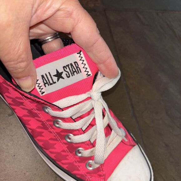 Converse All Star Sneakers Houndstooth Pink Women 8 Canvas Tie Low Top - Picture 6 of 8